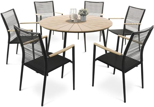 di volio Gartenmöbel-Set Essgruppe Aluminium Polyrattan Textilene Acona