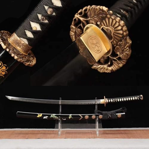 mit Holzscheide Samurai-Schwert 103 cm,geschmiedetes Katana aus T10-Stahl,geschnitzter Handschutz aus reinem Kupfer,echtes Japanisches Katana,handgefertigtes Samurai-Schwert,Kendo-Übungsschwert