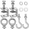 Hejo 2 Pack 304 Stainless Steel Adjustable C-Clamps - Heavy Duty Tiger Grips with Hook & Screws for Welding, Woodworking, Beams, Plants, Outdoor & Desk Use