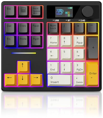 ZMX X BOYI TD31Pro - Tastierino numerico meccanico, 30 tasti, hot swap, wireless BT5.0/2.4GHz/Type-C, tastiera numerica cablata RGB programmabile con tastiera numerica per computer portatile/Mac