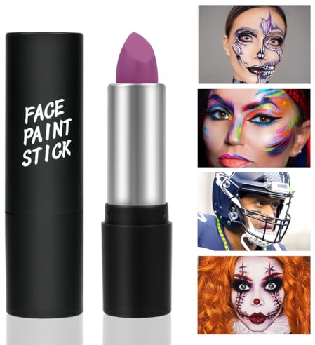 Bodypainting Farben, Tarnschmink-Stift, Öl Creamy Blendable Stick, Waschbar Face Paint Bodypaint Schmink für Halloween Karneval Make-up Fasching (Lila)