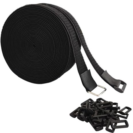 KOAHDE Adjustable Cable Straps,Reusable Hook and Loop Securing Straps,Black Reusable Cable Ties Heavy Duty,Black Fastening Cable Ties,Wires Cords Tidy Organiser Ties,Hook and Loop Securing Strap,5M