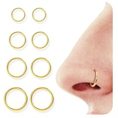 4/5/8 Stück 316L Edelstahl 16/18G Nasenring Piercing Ring Nasenpiercing | Silber Piercing Schmuck für Helix Tragus Septum Conch Rook Knorpel, hypoallergen für Frauen und Männer, Schwarz