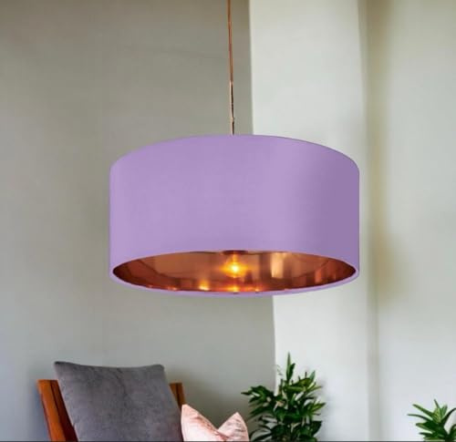 New Handmade by Order Dark Lilac 36 Cotton Drum lamp Shade Ceiling/Shade with Metallic Lining of Gold,Silver or Copper lamp Shades Suitable for Ceiling and Tables