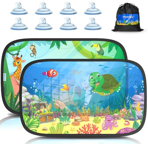 PEMOTech Sonnenschutz Auto Baby 2026 Upgrade【Mit Starken Saugnäpfen & Klebefolie】 ZERTIFIZIERTER UV-Schutz UPF50+,Sonnenschutz Auto Kinder für Heckscheibe & Seitenscheibe 51×31cm (2 Stück)