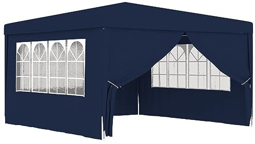 Xichuzi Profi-Partyzelt mit Seitenwänden, Festzelt, Pavillion, Bierzelt, Garten Party Zelt, Gartenzelt, Grillpavillon, 4×4 m Blau 90 g/m²
