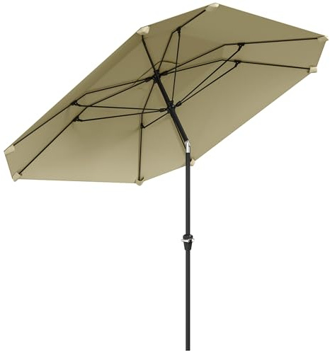 Outsunny Sonnenschirm Ø233 cm mit Knickfunktion, achteckig, Beige