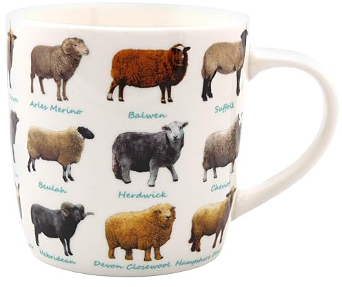 The Leonardo Collection Taza de oveja, té y café para bebidas calientes, tazas impresas de porcelana fina para cocina y hogar, tazas de cerámica reutilizables para cada ocasión, regalos de cumpleaños