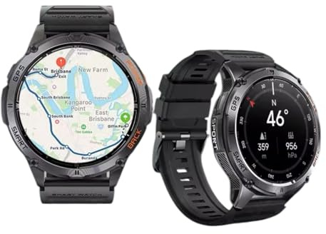 Verticore Amoled 1.43 Montre intelligente avec lampe de poche, altimètre barométrique et boussole avec batterie de 530 mAh, résistance militaire et moniteur de santé