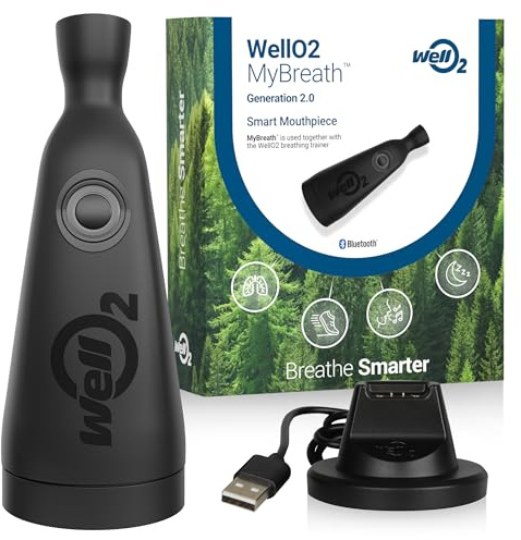 MyBreath Gen 2.0 Smart Mouthpiece Accessory with App for The WellO2 Breathing Trainer Exerciser Device