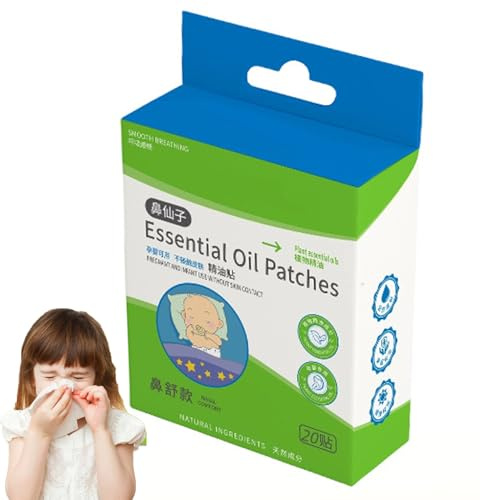 Sticky Lot de 20 patchs nasaux adhésifs pour bébé - Colle douce pour soulager le nez - Herbes - Coussinets d'aromathérapie - Bandes de confort pour la pression des sinus - Respiration facile