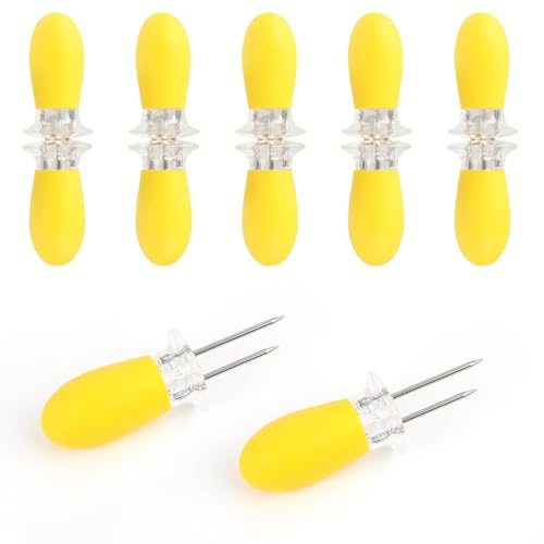 12 Piezas Pinchos para Mazorcas de Maíz de Acero Inoxidable, Mango Antideslizante con Forma de Maíz, Soportes para Mazorcas de Maíz para Cocina, Barbacoa, Camping, Picnic, Fáciles de Limpiar