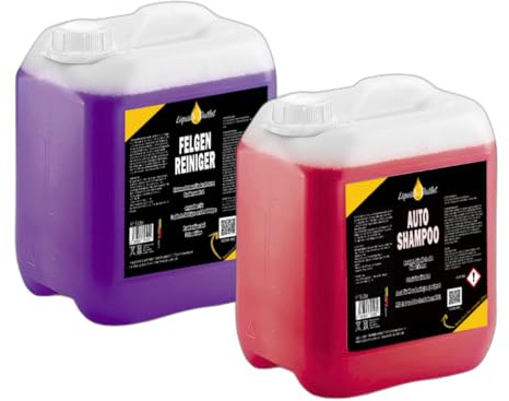 Liquid Outlet Reinigungsset – Felgenreiniger Alufelgen & Autoshampoo je 5L Konzentrat – Kraftvoller Auto Schaum & Felgen Reiniger für Vorwäsche, Auto Pflege & Glanz – Made in Germany