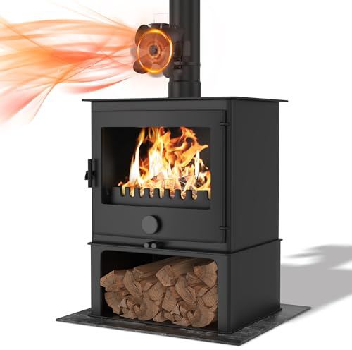 LILIIN Kaminventilator, 4 Blade Rotorblätter, Stromloser Ventilator Kamin Holzöfen, Geräuscharmer Betrieb, Ofenventilator Feuerstelle Kaminöfen Ofen Ohne Strom Hitze, Typ B