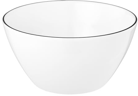 Seltmann Weiden Lido Black Line Müslischalen 12er Set, 15 cm, Dessertschalen mit schwarzem Rand, Porzellan, Weiß