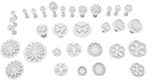 Set di 33 taglierini per fondente | Food Grade Plastic Baking Tools for Cakes/Cookies/DIY Decorations | Reusable Flower & Shape Cutters for Buttercream & Sugar Paste