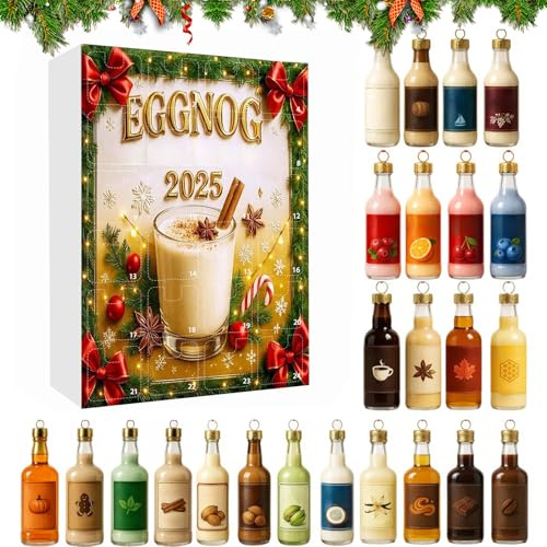 Cocktail-Adventskalender 2025,24-Tage-Weihnachts-Countdown-Kalender,Weihnachts-Countdown-Kalender, 24 Miniatur-Cocktails, exklusiver festlicher Countdown, Weihnachts-Countdown-Geschenke (A)