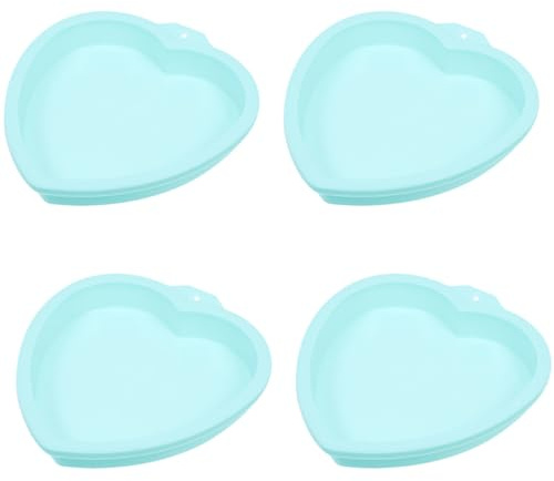 HOMSFOU Set 4 Stampi in Silicone a Forma di Cuore per Mousse e Torte Fai da Te, Stampi Antiaderenti Multifunzione per Dolci, Adatti per Cucina Domestica e Professionale, Colore Verde, 8