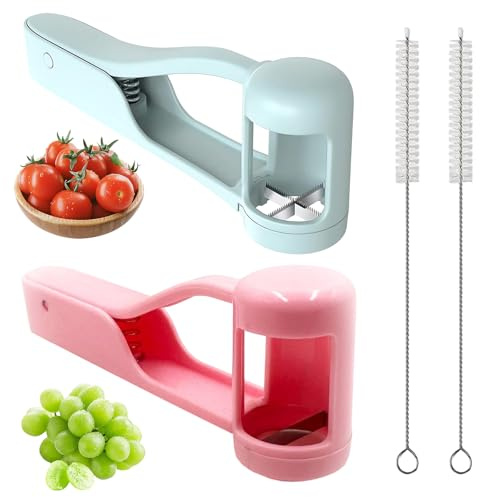 2 PCS Grape Cutter, Grape Slicer & Fruit Cutting Tool, Kitchen Gadgets for Food Prep, Snack Making & Salad Preparation, Compact Everyday Fruit Slicer with Comfortable Handle