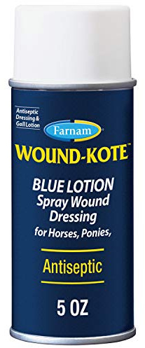 Farnam Wound-Kote Blue Lotion Spray Horse Wound Care for use on Horses and Dogs, Antiseptic Properties, for Minor Wounds, Cuts and Sores, 5 Oz