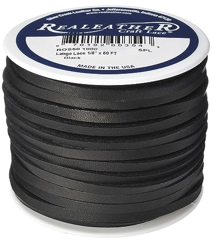 Silver Creek Realeather Latigo Lederspitze zum Basteln und zur Schmuckherstellung, 0,3 x 15,7 cm, Schwarz