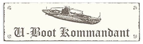 SCHILD Dekoschild « U-BOOT KOMMANDANT » Shabby Vintage Holzschild Türschild Dekoration Warnschild Hinweisschild Seefahrt Kapitän