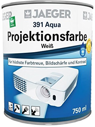 Jaeger Aqua Projektionsfarbe Leinwandfarbe weiss, wasserverdünnbar (750 ml, weiss tuffmatt (ca. RAL 9016))