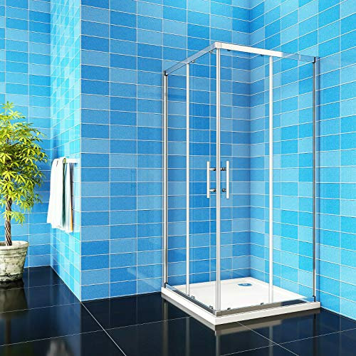 Aica Sanitär Duschkabine Eckeinstieg 80x80x185cm Duschabtrennung Schiebetür Echtglas Duschtür 6mm glas Höhe 185cm