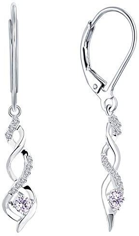 JO WISDOM Damen hängende ohrringe Unendlichkeit infinity silber 925 mit 3A Zirkonia Kristall,Schmuck für Frauen