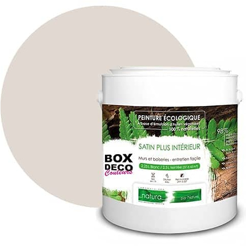 BOX DECO COULEURS Pintura de pared natural ecológica con aspecto satinado interior Natura – 2,5 l/33 m², beige Opaline