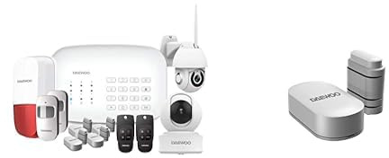 Daewoo Pack Premium | Alarme Maison sans Fil WiFi GSM Connectée avec Sirène Extérieure | 2 Caméras De Surveillance & Détecteur d'Ouverture Porte/Fenêtre pour Alarmes Daewoo | Technologie 868Mhz