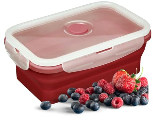 Westmark Frischhaltedose, Mikrowellen- u. tiefkühlgeeignet, faltbar, Fassungsvermögen: 750 ml, Kunststoff/Silikon, Rot/Weiß/Transparent, 21332270