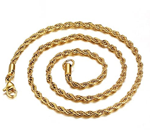 HCMA New Vogue 45-60cm Collana Twist Collana in acciaio al titanio con catena in corda 3mm Collana con ciondolo fai-da-te color oro Regali di gioielli