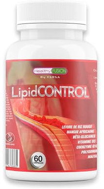 Healthy Fusion Lipid Control | Levure de Riz Rouge, Monacolina K 2.9mg et Coenzyme Q10 | Réduit et régule les niveaux de cholestérol, lipides et triglycérides | Système cardiovasculaire | 60 gélules