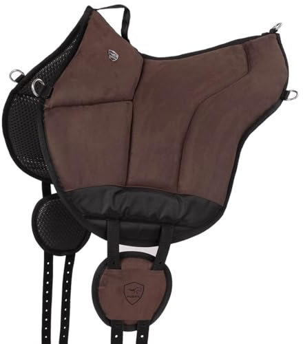 Equinate Reitpad Toledo aus Mikrofaser Braun - Bareback Pad mit pflegeleichter Neopren Unterseite - Reitkissen Baumloser Sattel
