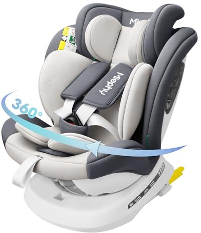 Miophy I-Size 360°drehbar Kindersitz, Gruppe 0+1/2/3, 0-12 Jahre, 40-150 cm, Baby Autositz mit isofix