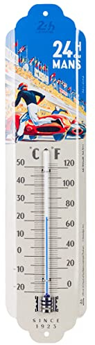 Nostalgic-Art Retro Thermometer, 7 x 28 cm, 24h Le Mans – Racing Poster | Original 24h Le Mans Lizenzprodukt (OLP), analoges Innenthermometer, Vintage Design, Geschenk-Idee für Motor-Fans