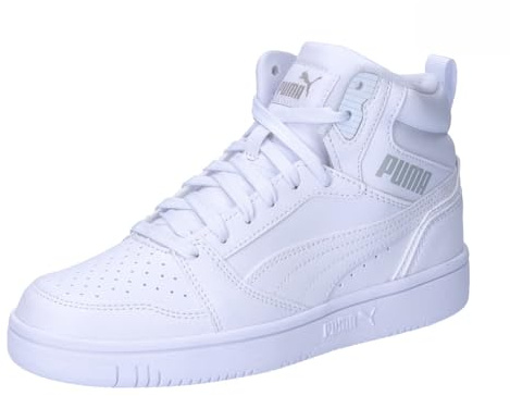 PUMA Unisex Kinder Rebound V6 Mid Jr Sneaker, White Cool Light Gray, 37.5 EU