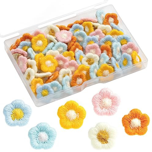 60 Pieces Decorative Pushpins Flower Thumb Tacks Decorative Florest Push Pin CorkBoard Florest Thumbtacks for Photo Wall,Featue Wall,Whiteboard,Cork Board,Map,Bulletin Board,Office or Home