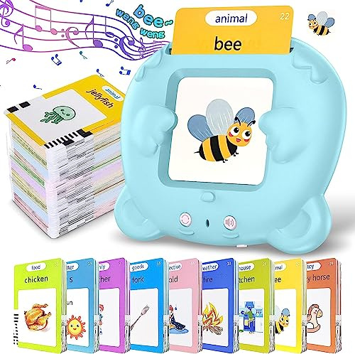 Felly Talking Flash Cards for Toddlers, Early Educational Learning Toys for Baby 1 2 3 4 5 Years Old, 224 Words Preschool Montessori Interactive Reading Machine, Christmas Birthday Gift Boys Girls