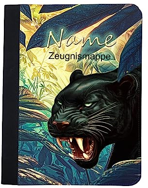 Maus-Design Zeugnismappe personalisiert Panther mit Name | Klarsichthüllen A4+, Urkundenmappe, Dokumentenmappe