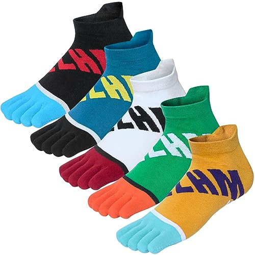 Kevaler Calzini Da Uomo Con Punta A Cinque Dita Cotone Athletic Low Cut Calzini Calzini Per Gli Uomini Asciugatura Veloce Traspirante Morbido EU 40-45 /UK 7-10(5 Paia)