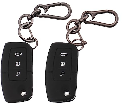 ERMWALR 2 Stück Autoschlüsselhüllen, Schlüsselanhänger, kompatibel mit Ford 3-Tasten, Focus, Fiesta, Galaxy, Kuga, C-Max, S-Max, Mondeo, MK4, klappbarer Schlüsselanhänger (Frd-3F-BB)