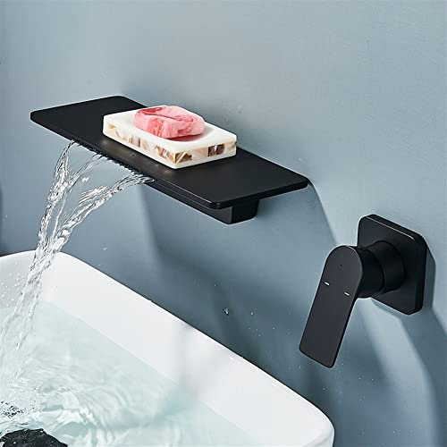 Faucets,Basin Mixer Tap Bathroom Waterfall Basin Faucet, Washbasin Sink Mixer Wash Basin Faucet, Bathroom Hold/Cold Water Tap, Wall Mount Shelf Mixer Tap for Bathroom Kitchen/Brush