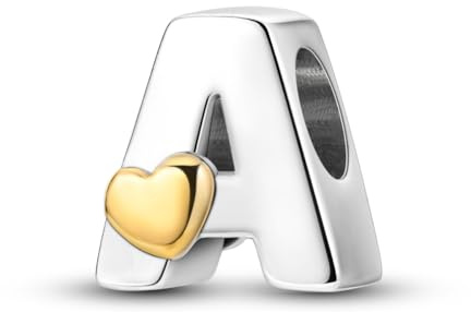 Parmuz 925 Sterling Silber buchstaben Letter Charms A-Z für Armbänder Halskette Goldenes Herz Alphabet Initiale Perlen Anhänger Schmuck Geschenk für Frauen