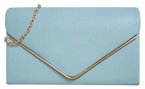 UShopUK Borsa a mano a tracolla in pelle sintetica tinta unita, per ballo di fine anno, matrimonio, sera, borsa a tracolla (Menta)