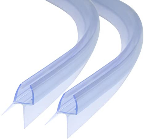 DOPPOSO Junta de ducha curvada, 2 x 40 cm, PVC transparente, 12 mm, para grosor de cristal de 6/7/8 mm, protección contra golpes para bañera y ducha