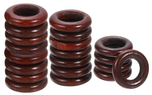 sourcing map 60 Stück 25 mm Naturholzringe, 6 mm massive Holzkreise für Bastelarbeiten, Stricken, Makramee, Anhängerherstellung, dunkler Kaffee