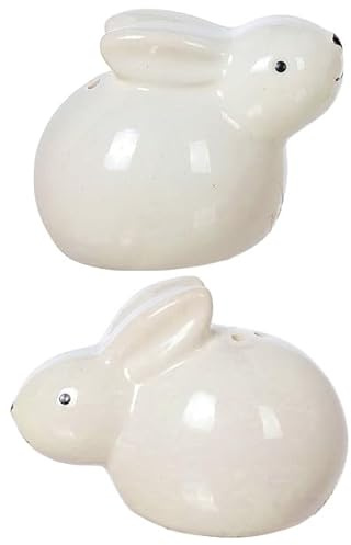 The Bridge Collection Lot de 2 salières et poivrières lapins blancs de 5,1 cm – Articles de cuisine blancs – Salière et poivrière amusantes pour décoration de chalet, vintage ou de ferme