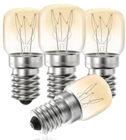 VIIVUU Ampoule E14 15w Pour Four,Ampoules E14 Résistante 300 Degré Blanc Chaud Frigo Lampe Pour(whirlpool/Whirloop/Electrolux/Bosch) Four,Hotte Aspirante,Refrigerateur, 2700K 85LM 4 Pcs